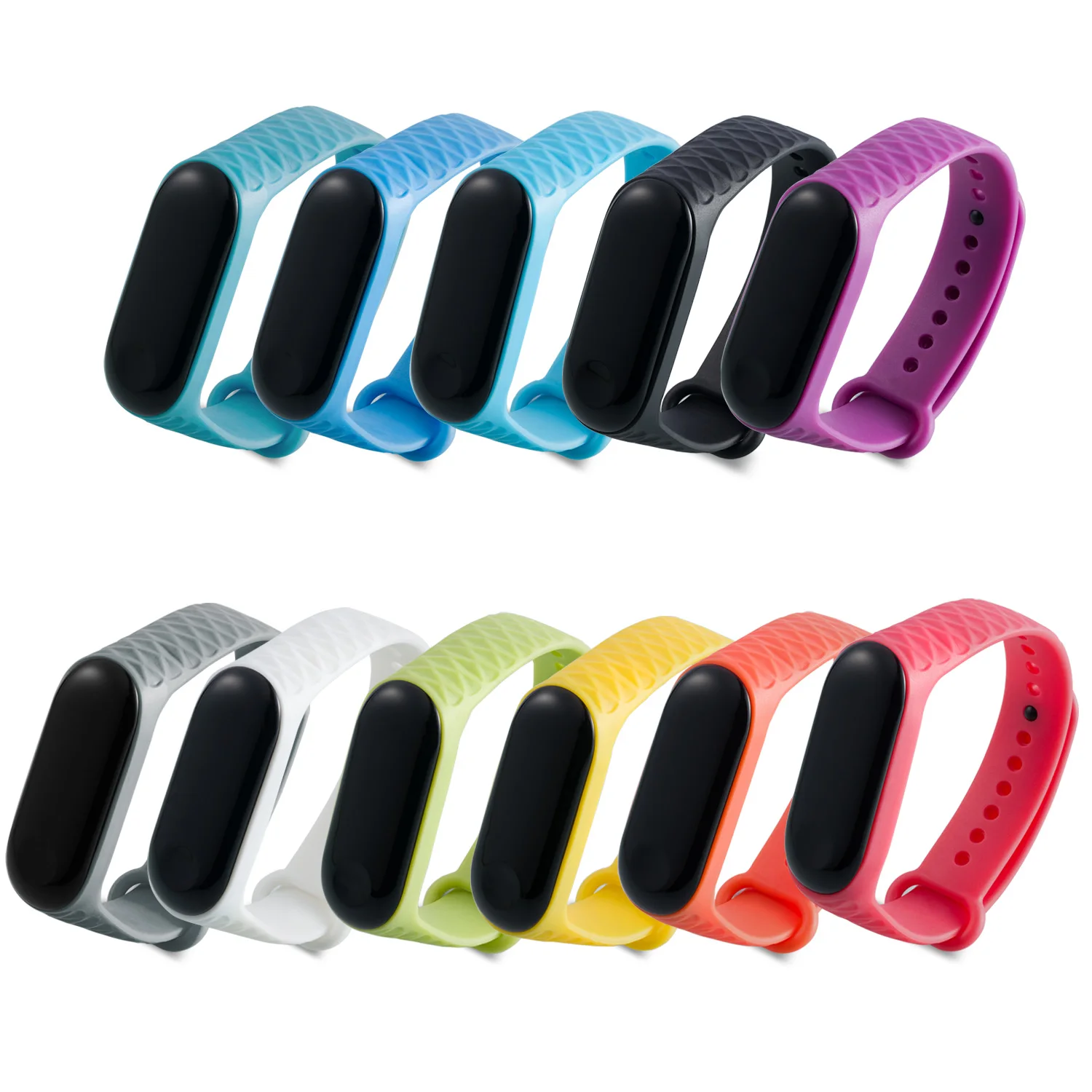 

For Xiaomi Mi Band 3 Strap Barcelet Silicone Diamond Pattern Strap for Miband 3 Replacement Smart Band Accessories for Mi Band 3
