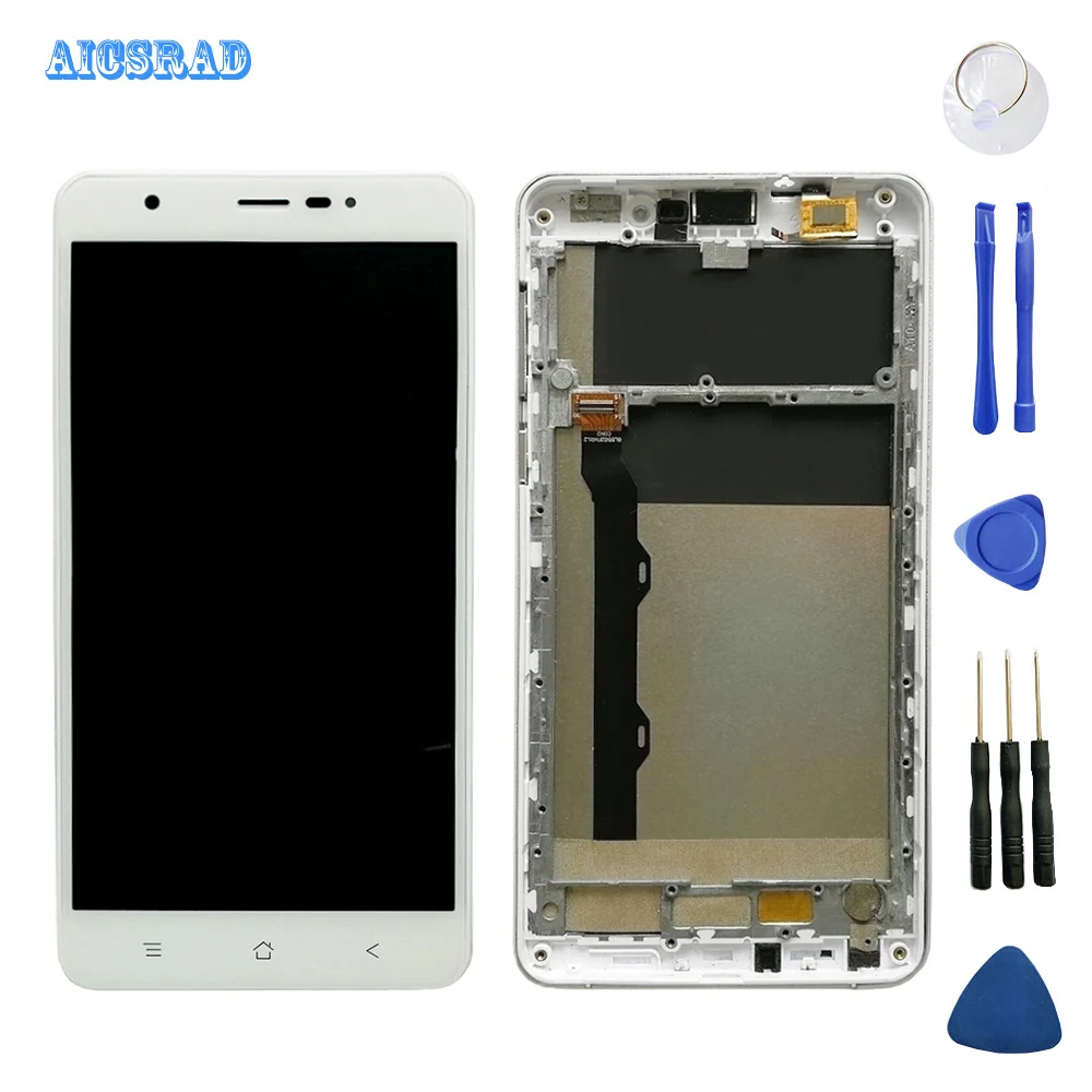 

AICSRAD LCD Display Touch Screen Digitizer Assembly Repair Parts with frame For blackview R6 LCD Display +TOOLS