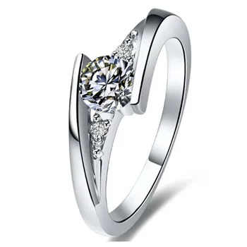 

Wholesale Ring 0.6CT Star Twinkle Classical SONA Diamond Ring Sterling Silver Ring Engagement Jewelry 18K White Gold Plated Ring