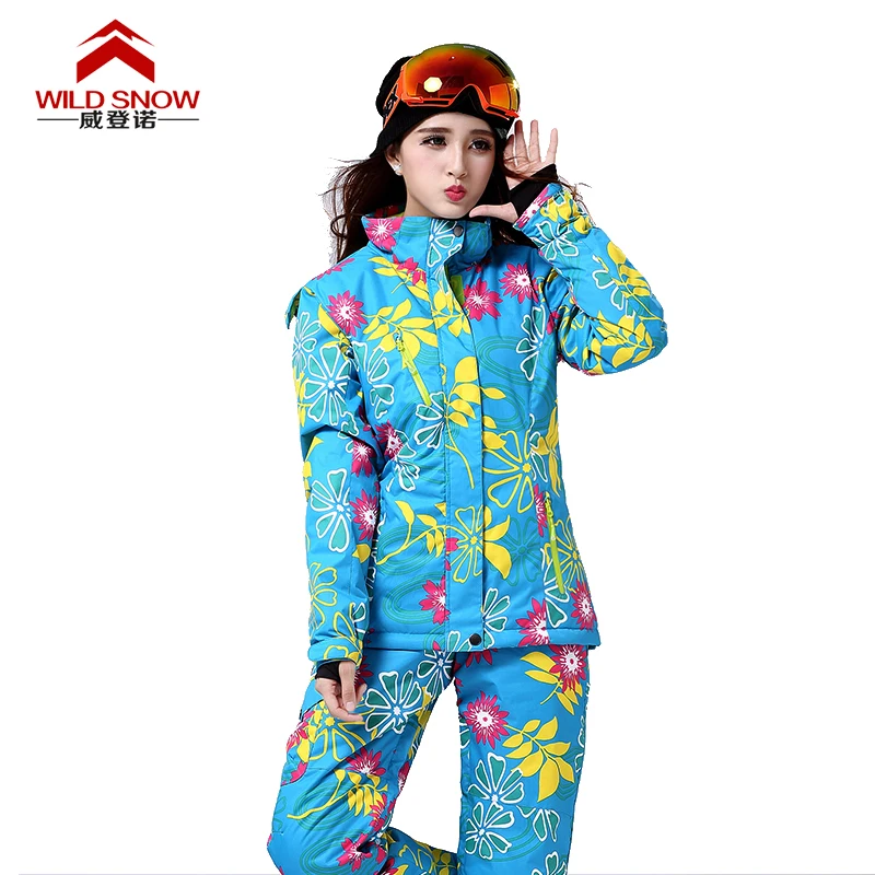 

2016 new winter women's ski jacket waterproof skiing snow skate  hiking outdoors sports ski suit set free shipping