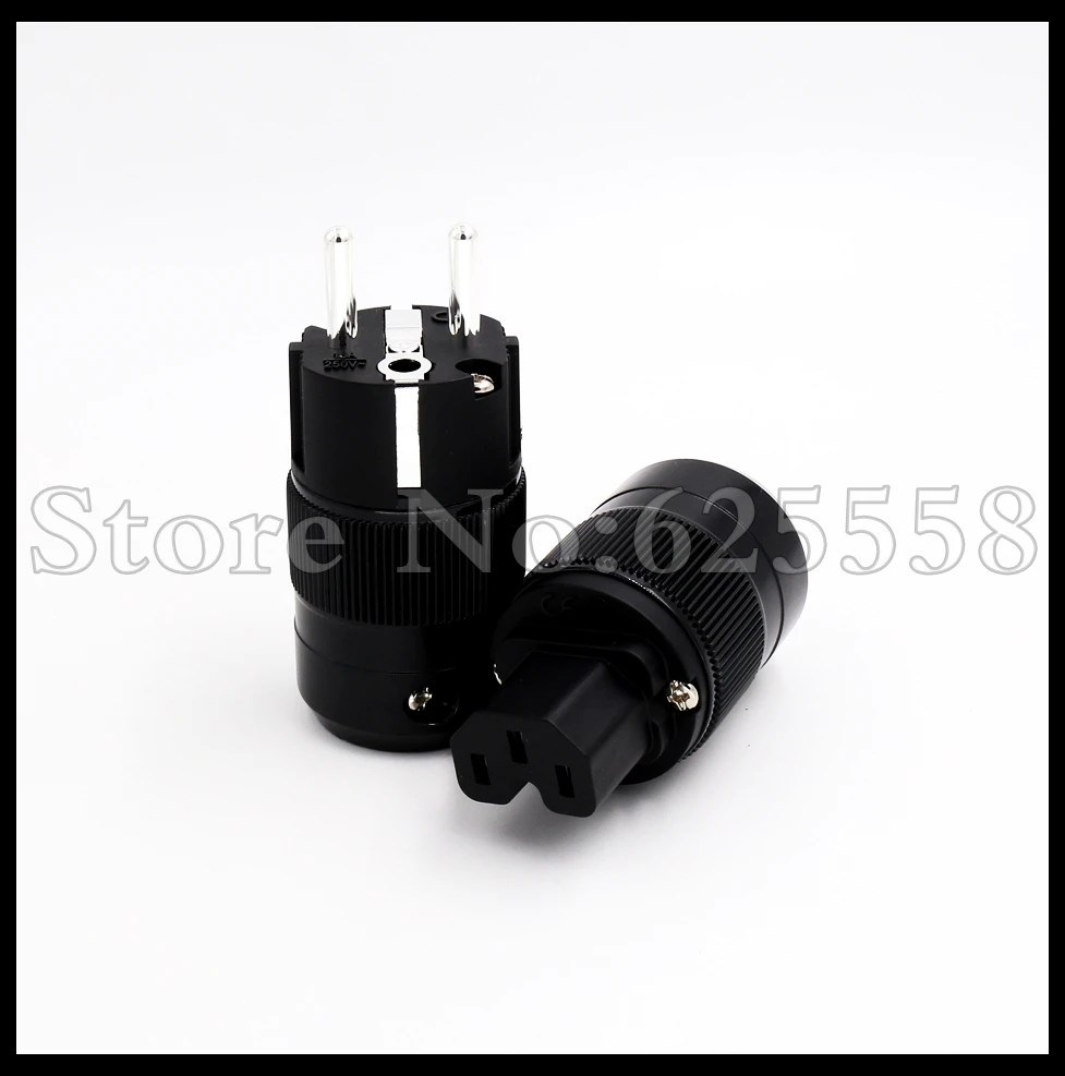 

1 pair Hifi Silver Plated EU Power ac power cord plugs extension adapter