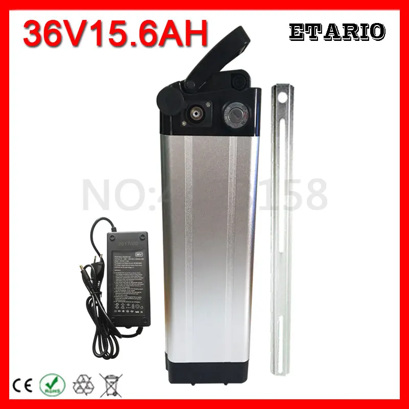 

Top Discharge 36V 15AH Silver Fish Lithium ion Battery 250W 500W Motor Electric Bicycle E-bike Battery with 20A BMS 2A Charger
