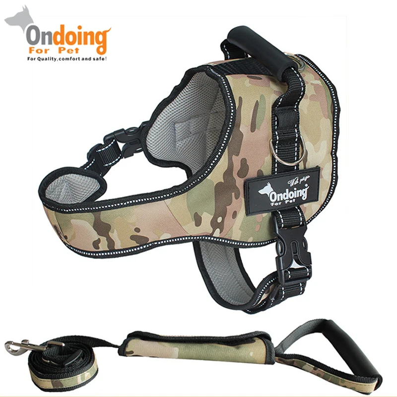 

Camouflage Tactical Pet Large Dog Harness K9 Breathable Oxford Cloth Dog Harness and Leash Set Dog Walking Training Accessories