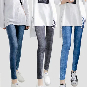 

Fashion Women Brushed Trousers Elastic Waist Printed Leggings High Stretch Pencil Pants Female Slim Casual Leggings Mujer