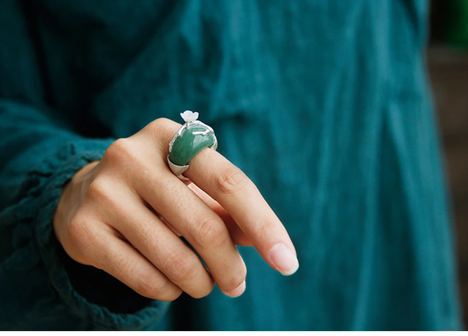Silver with Green Stone-9