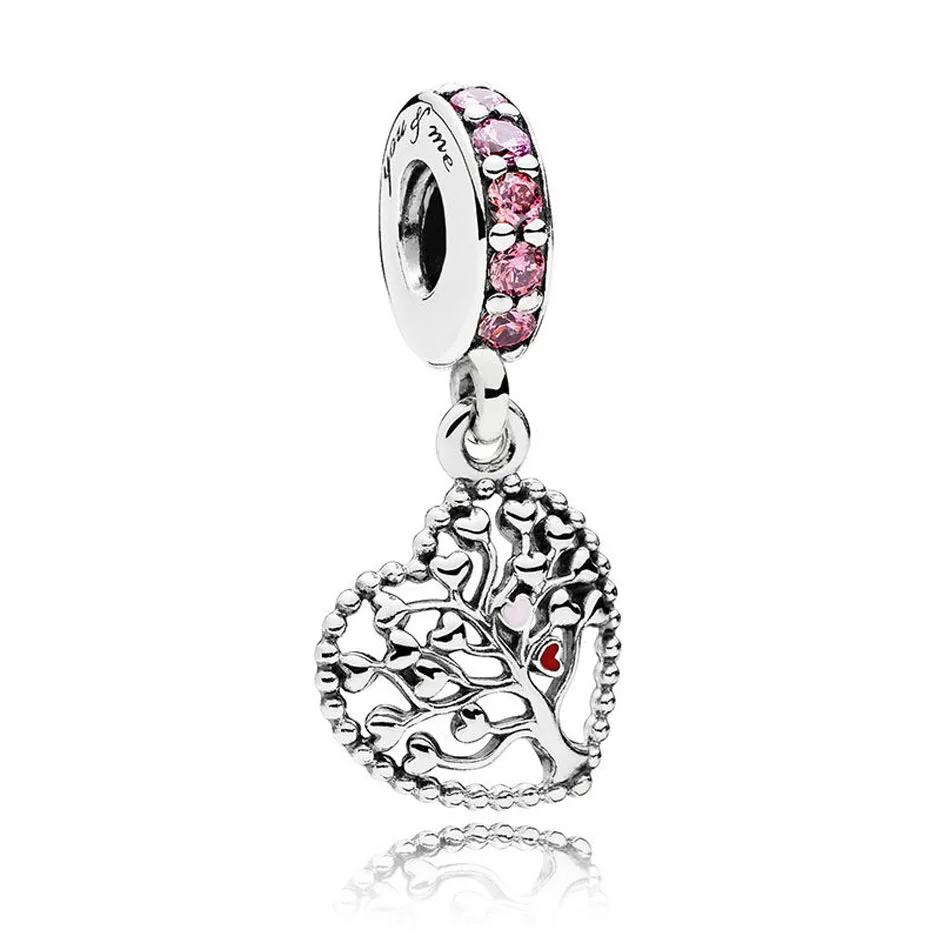

925 Sterling Silver DIY Jewelry Tree of Love Dangle Charm fit Pandora Bracelet Bangle Girl Gift Mixed Enamel