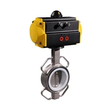 DN80 " SS304 нержавеющая украсть с PTFE уплотнения пневматический привод воздушный Контроль Клапан-Бабочка Wafter соединения SP DA