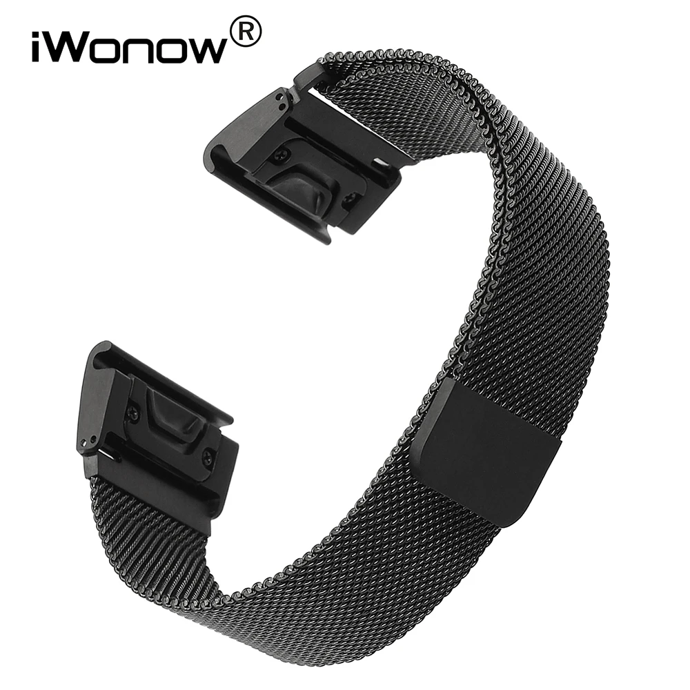 Vente 26mm Ajustement Facile Milanaise Bracelet Rapide pour Garmin Fenix 3 HEURE 5X Bande de Montre En Acier Inoxydable Aimant sangle De Ceinture De Poignet Bracelet