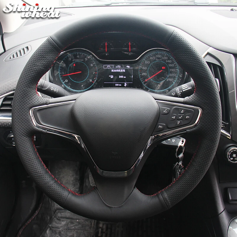 

Shining wheat Black Artificial Leather Car Steering Wheel Cover for Chevrolet Cruze 2015 Volt 2016 2017 New Cruze