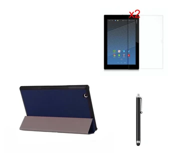 

Magnetic Flip Stand Leather Shell Case Smart Cover +2x Clear Films +Pen For Sony Xperia Z4 Tablet Ultra SGP771 SGP712 10.1 inch