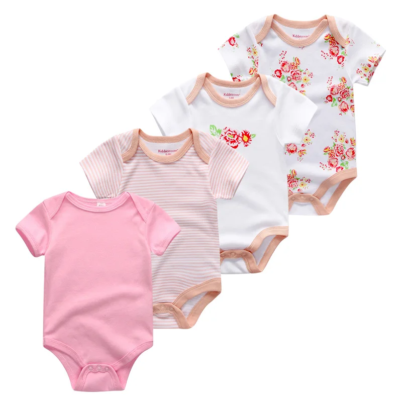 Г., 4 шт./партия, хлопковая одежда унисекс для маленьких девочек новорожденный короткий рукав, одежда для девочек боди с единорогом, одежда для маленьких мальчиков Ropa bebe - Цвет: baby girls clothes03