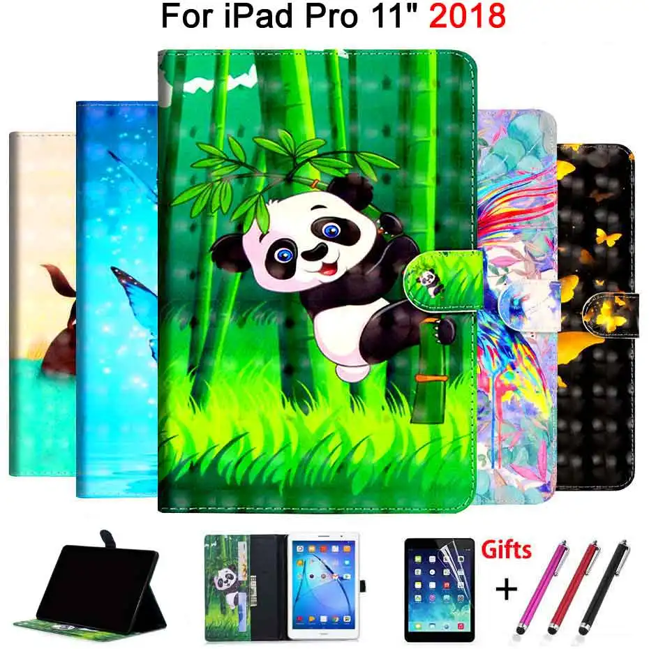 Case For iPad Pro 11&quot 2018 Smart Cover Funda New 11 inch 3D Vision PU Leather Stand Skin Shell +Film+Pen | Компьютеры и офис
