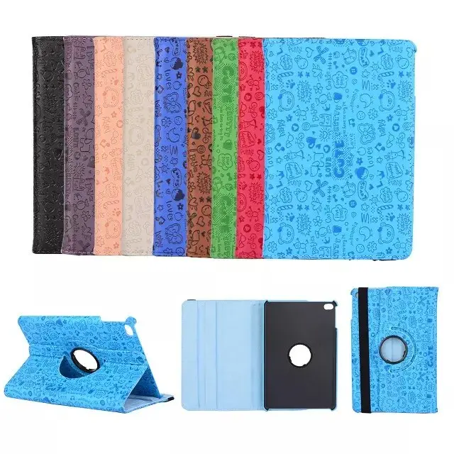 

New Cute Lovely Cartoon PU Leather Rotating Case Cover Skin For iPad mini4 mini 4 Tablet 2015 New Model Smart Stand cases