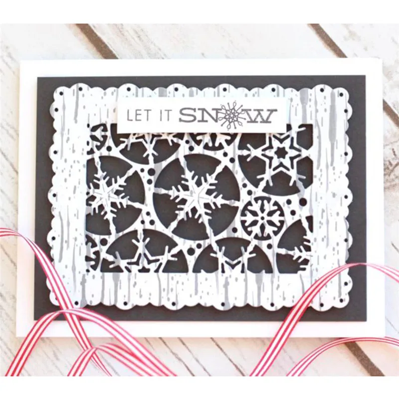 

YaMinSanNiO Snowflakes Frame Dies Background Metal Cutting Dies Scrapbooking Album Handcrafts Embossing DIY Card Making Die Cuts