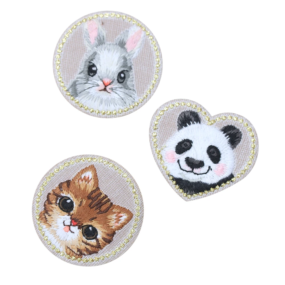 

DIY Cute Rabbit/Cat/Panda Patch Backpack Decoration Applique Iron on Patch Badge Stickers on Clothing Jeans Sewing Accessories