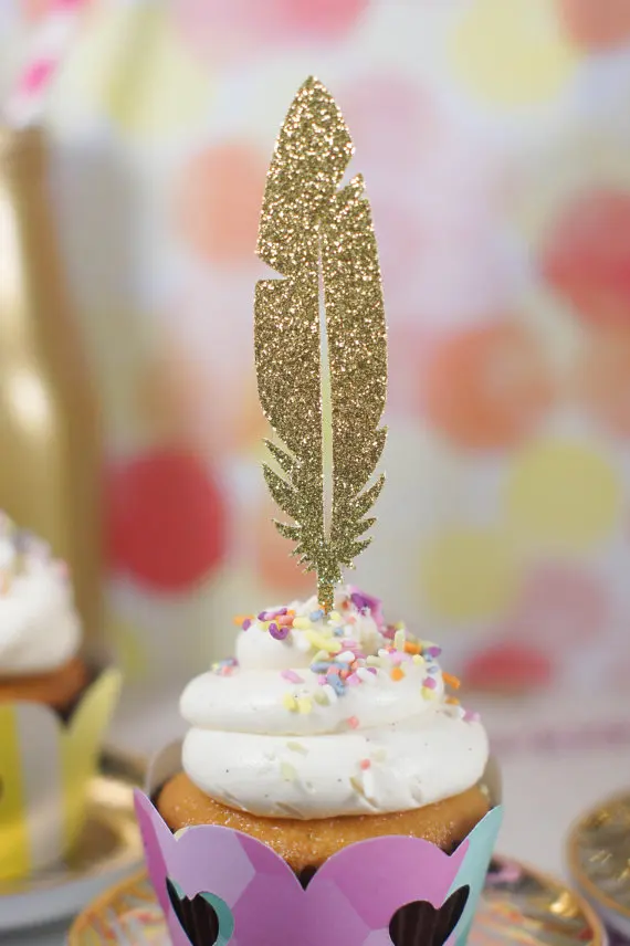 Блеск перо чешские Свадебные первый день рождения бокалы для кексов партии украшения торта пончик питание выбирает