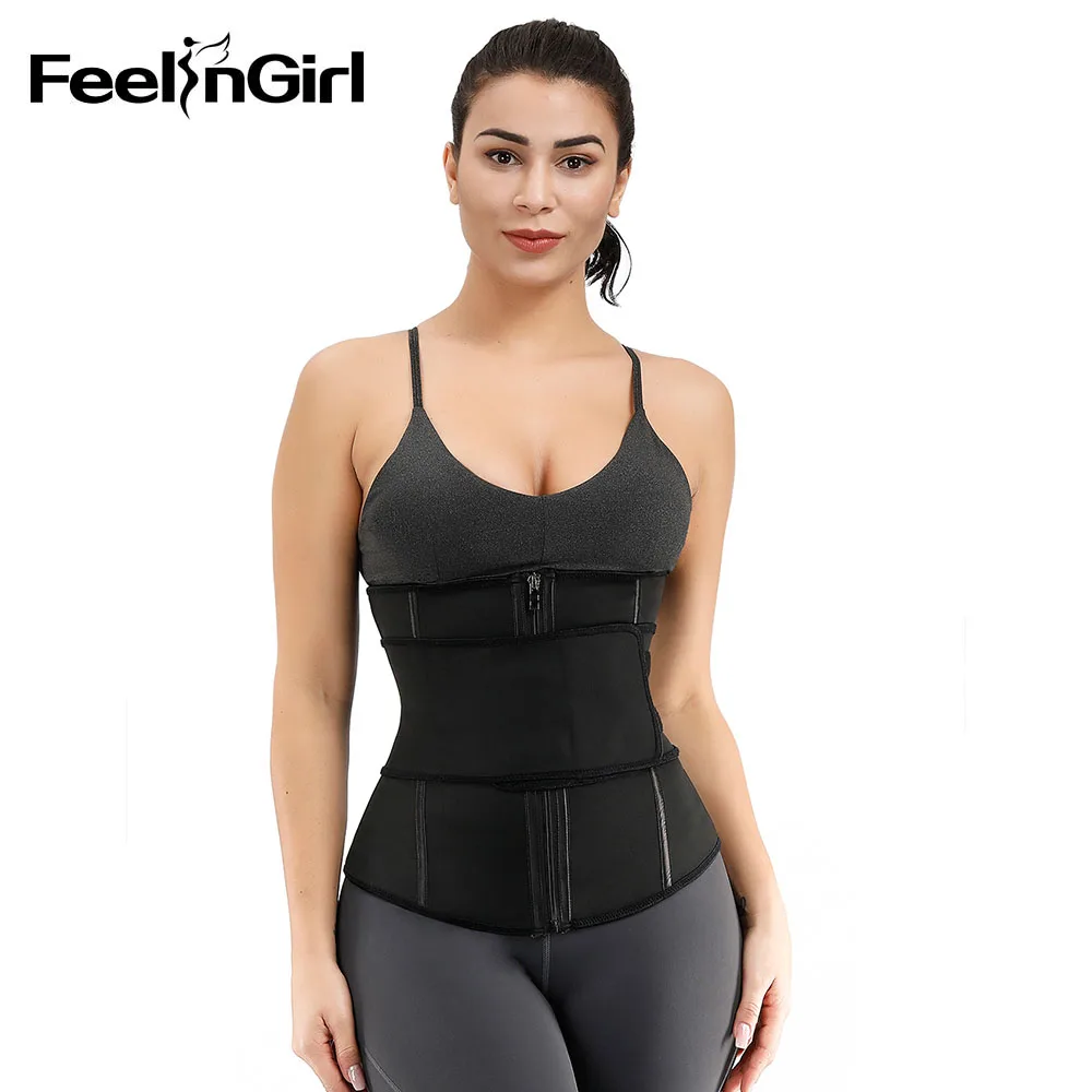 

FeelinGirl Women Double Layer Shapewear 7 Steel Bones Elastic Shaper Enhancer Tummy Control Slimming Waist Trainer Belt