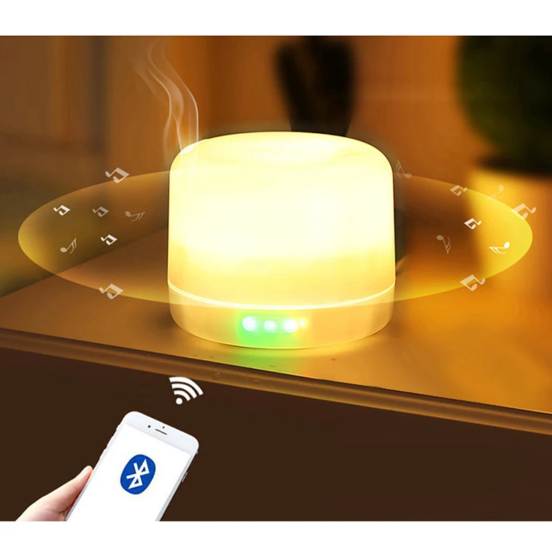 

500ML Essential Oil Diffuser with Wireless Bluetooth Speaker 7 Color Changing Night Light Air Aroma Humidifier For Home Car