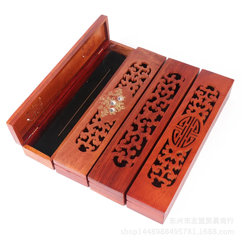 Carved Wood Rosewood Incense Burner Box Wooden Incense Burner Censer Wooden Stick Incense Holder