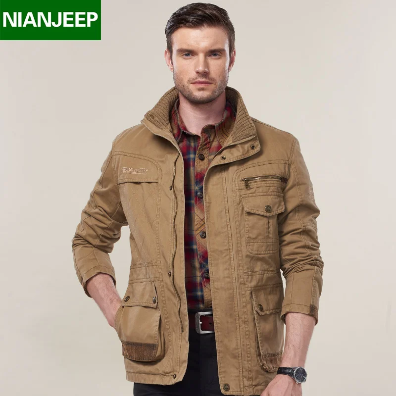 Autumn Winter Mens Casual Cotton Outdoor Fashion Army Green Khaki ...