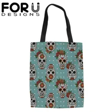 FORUDESIGNS Tote повседневные женские сумки для покупок 3D крутые принты черепа женские сумки на плече пляжная сумка женские сумки