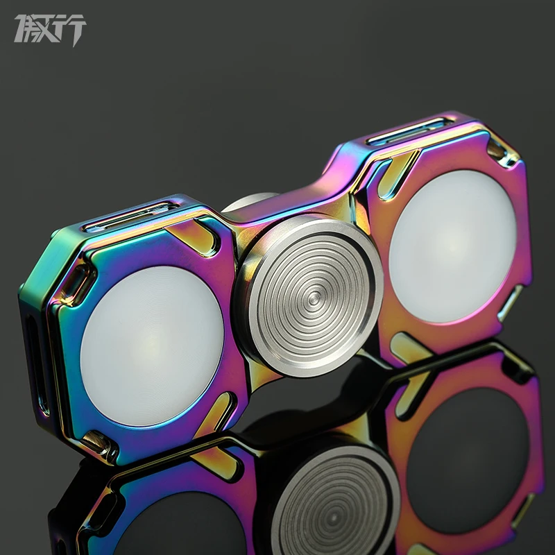 

A112 Cool stainless steel finger gyro LED colorful fingertip gyro imported bearings luminous magic EDC decompression tool