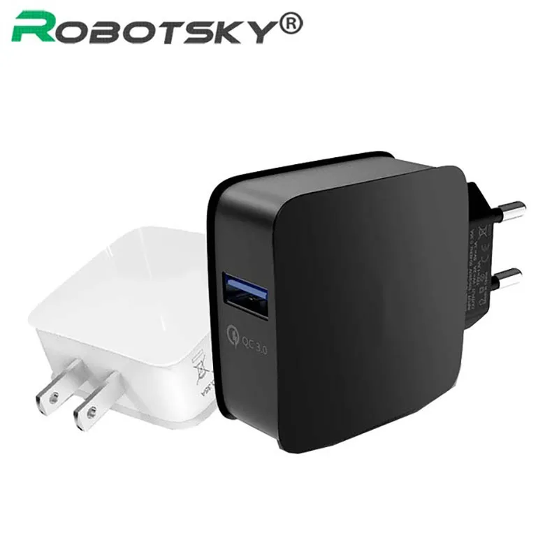 

Robotsky QC3.0 charger wall charger EU/US fast Charging 18W Fast USB Charger for Samsung Xiaomi 5 Huawei LG HTC drop shipping