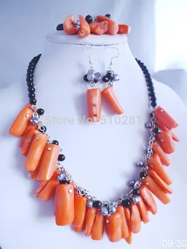 

Net 2018 - 002# Free Shipping!!! Amazing Lovely African Coral Necklace Jewelry Set