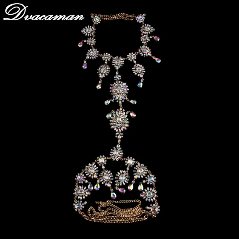 Dvacaman летние сексуальные украшения для тела, цепь ручной работы, разноцветное массивное ожерелье, ювелирные изделия для женщин, ожерелье с подвеской из кристаллов в виде цветка 8639