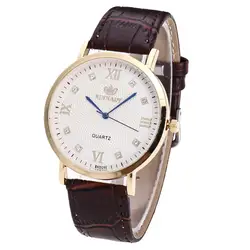 Для женщин моды кожаный ремешок аналоговые кварцевые наручные часы со стразами в стиле ретро классические женские Для женщин s часы relogio
