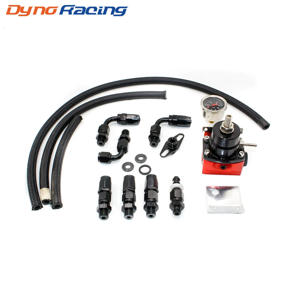 

Universal Adjustable Fuel Pressure Regulator Kit Oil 0-100psi Gauge Universal Black/Red-6AN Fit Oil cooler kit YC101012