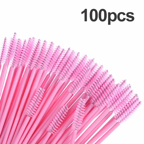 Розовый 50/100 шт пластиковые ручки ресницы Кисти Одноразовые ресницы кисти для макияжа синтетические разноцветные кисти для ресниц - Handle Color: 100pcs