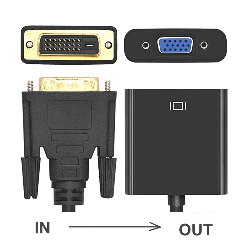 DVI в VGA конвертер, 1080P DVI-D в VGA кабель, 24+ 1 25 Pin DVI штекер в 15 Pin VGA Женский адаптер