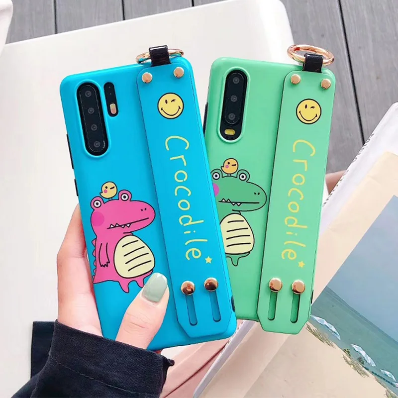 

Cute Cartoon Dinosaur Patterned TPU glossy Case for huawei P30 P20 mate20 nova3i 2s p20pro mate20pro nova4 p30pro With wristband