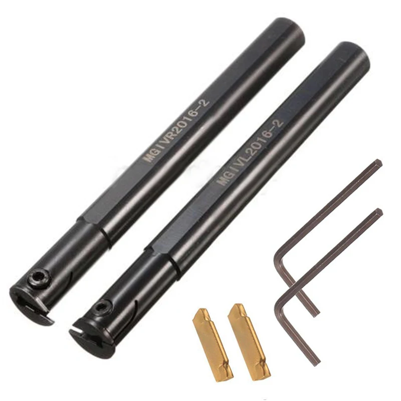 3pcs/set MGIVR2016-2 / MGIVL2016-2 Tool Holder Boring Bar + MGMN200 Insert with Wrench For Lathe Turning Tool
