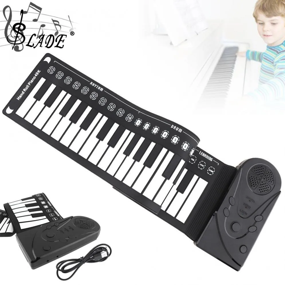 

SLADE 49 Keys Electronic Portable Silicon Flexible Hand Roll Up Piano Built-in Speaker Children Toys Keyboard Organ