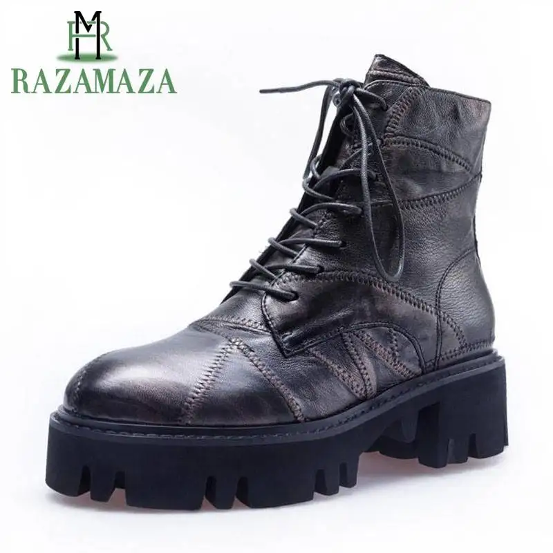 Qualité argent Gothique 3439 Razamaza De Lanières Femmes Véritable Plate Cheville Or À Haute Chaussures Cuir Bottes Talons forme Luxe Taille En SUqzMVp
