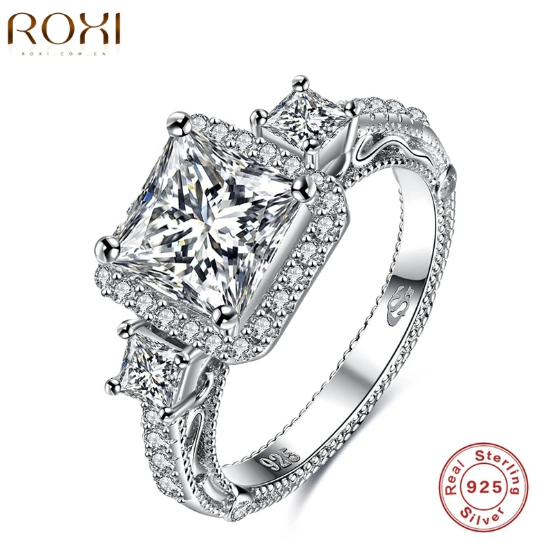 

ROXI Engagement Rings Silver Charm For Women Gift Three Zircon 925 Sterling-silver-jewelry Silver Charm For Weeding anillos