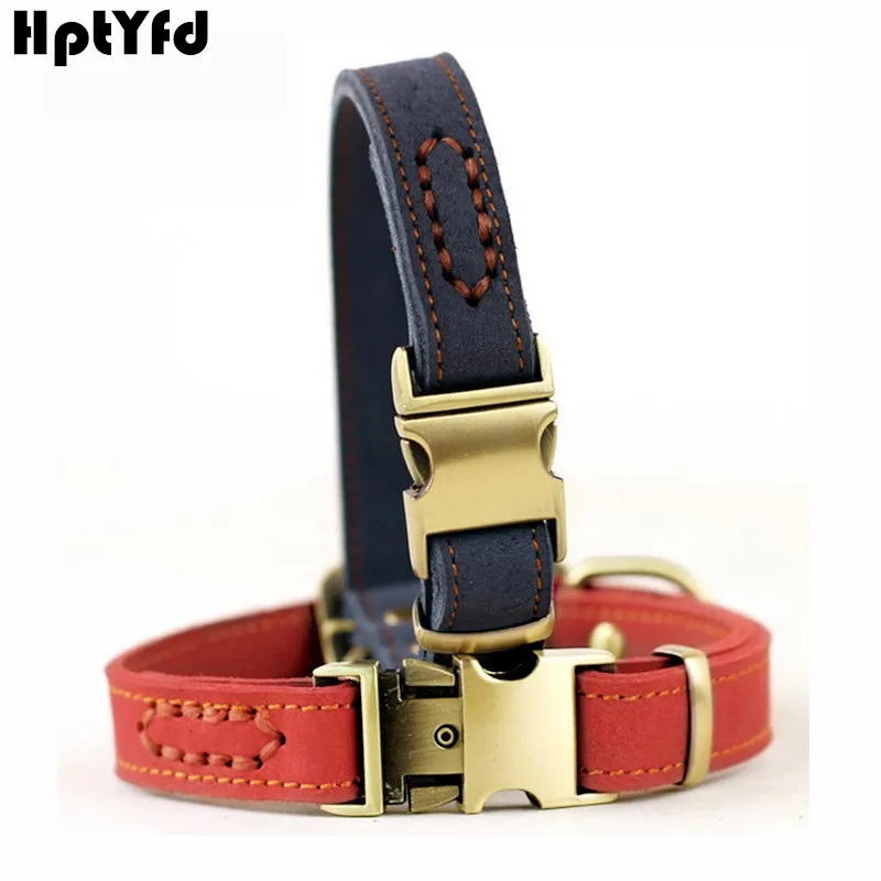 Leather Dog Collar Pet Blue Red Collars for Small Medium Dogs Cat Doggy