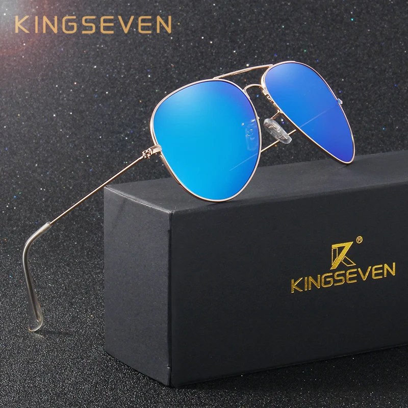 KINGSEVEN Classic Fashion Բևեռացված արևային ակնոցներ տղամարդիկ / կանայք Գունավոր արտացոլող ծածկույթներ Ոսպնյակներ Ակնոցներով պարագաներ 3026