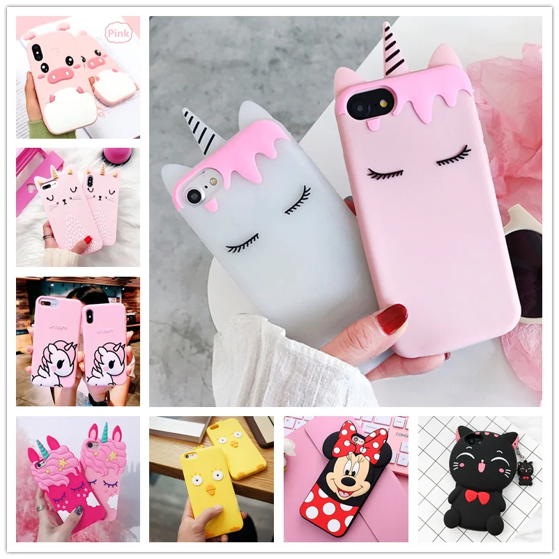 Cute 3D Cartoon Animal Soft Silicone Case for iPhone XR XS Max X Phone Cases for iPhone 5 5S SE 6 6S 7 8 Plus Cover