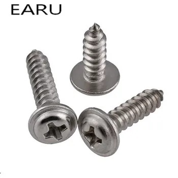 

304 Stainless Steel Round Pan Head Phillips Self-tapping Wood Screw Bolt with Washer M4*8/10/12/16/20 Factory Online Wholesale