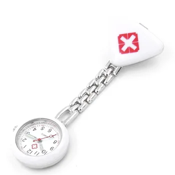 

Protable Nurse Watches With Clip Red Cross Brooch Pendant Pocket Hanging Doctor Nurses Medical Quartz Watch IK88