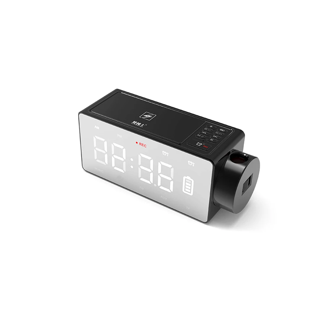 Беспроводной зарядки Проекционные цифровые часы Bluetooth динамик светодиодный большой экран Будильник Повтор FM DIY Будильник Музыка настольные часы