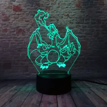 

Luminous 3D Illusion LED Nightlight Colorful Touch Flash Light Desk Lamp Model Pokeball Charizard Figure Toys for Kids