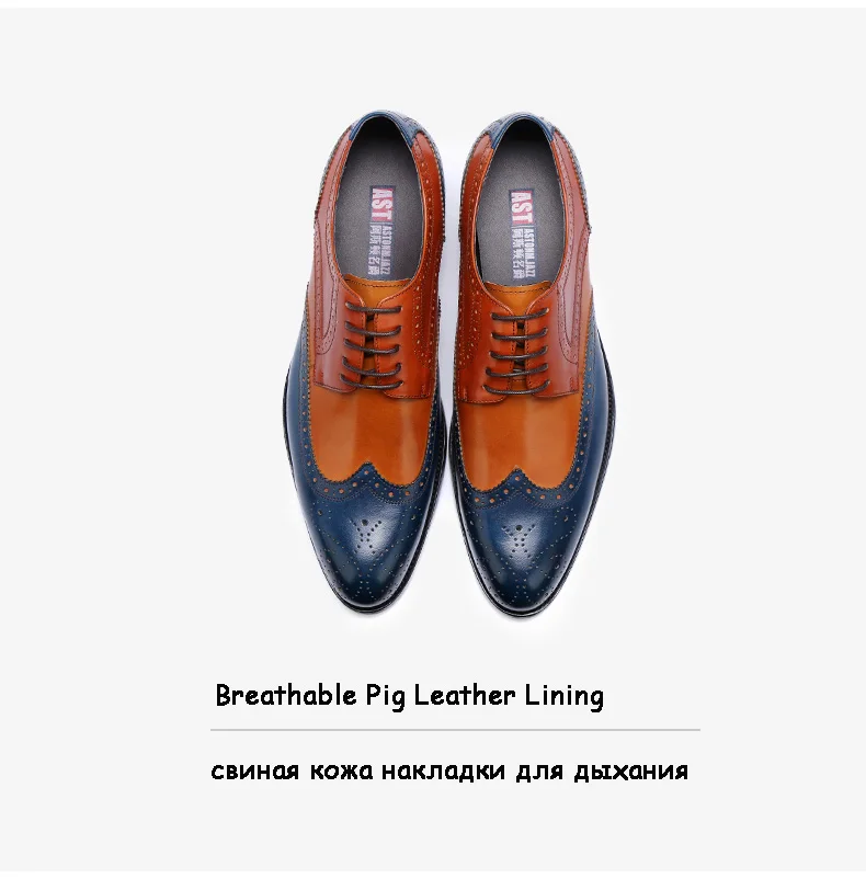 Men's Full Grain Leather Wedding Shoes Classical Business Oxfords Shoes Mixed Color Men's Dress Shoes Party Moccasin Dress Shoes (3)