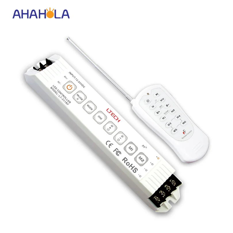 

5 year warranty rf remote wireless led pwm dimmer 12v 24v led dimmer for single color led strip 5-100% dimming distance 100m