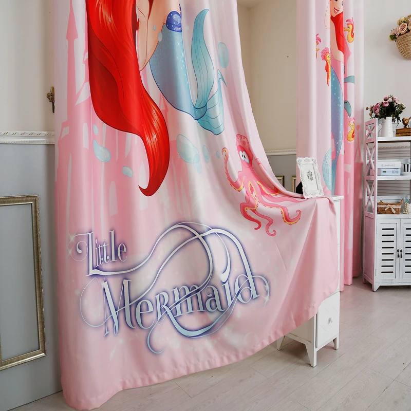 Персональная подгонка 2x люверсы оконные драпировки занавески для детской комнаты окна туалетный 200x260 см принцесса мермаи розовый