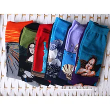 Модные осенние женские носки, Ретро стиль, художественная роспись Ван Гога, всемирно известная серия рисунков, мужские носки для мужчин, масляные забавные носки