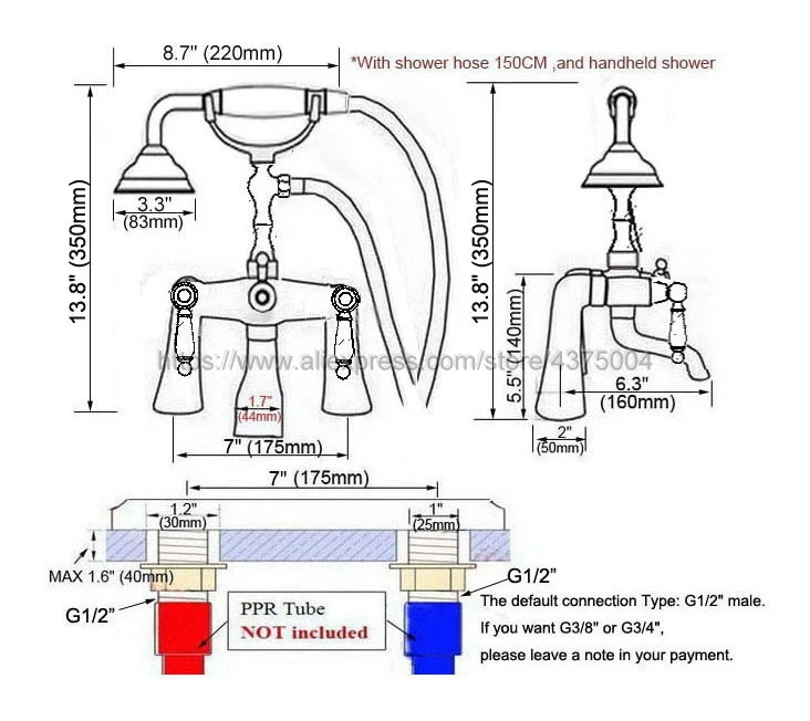Bathtub Faucets Polished Chrome Bathroom Faucet Mixer Tap Deck Mounted Hand Held Shower Head Kit Shower Faucet Sets Nna114
